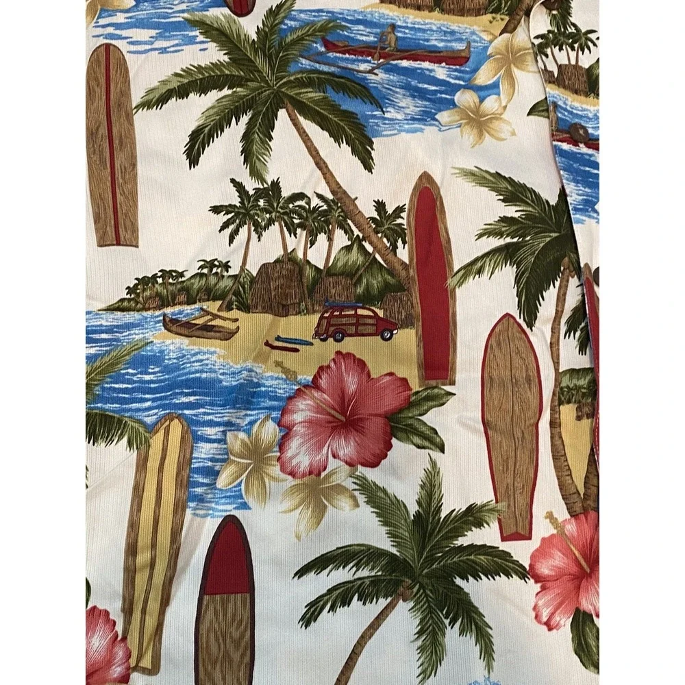 Vtg Eddie D Mens Hawaiian Shir 3XB Short Sleeve 100% Rayon Coconut Shell Buttons